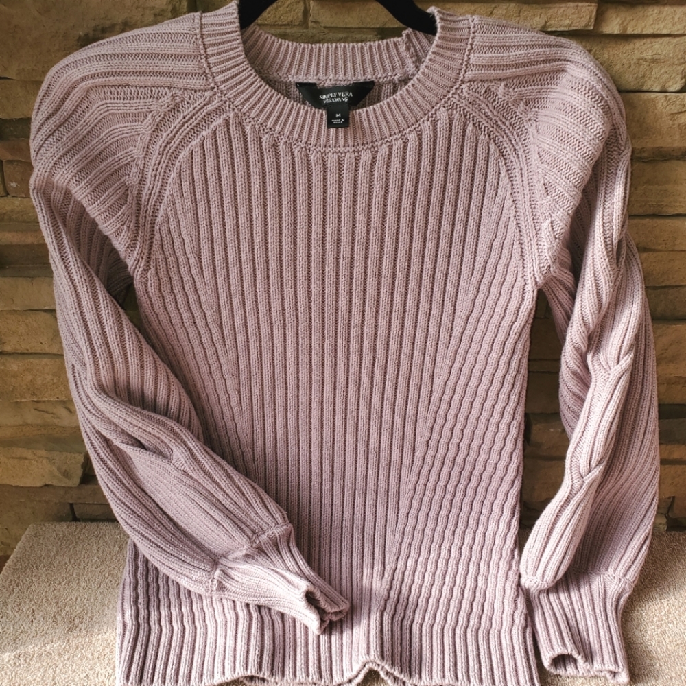 Simply Vera Wang Mauve Thick Knitted Balloon Sweater